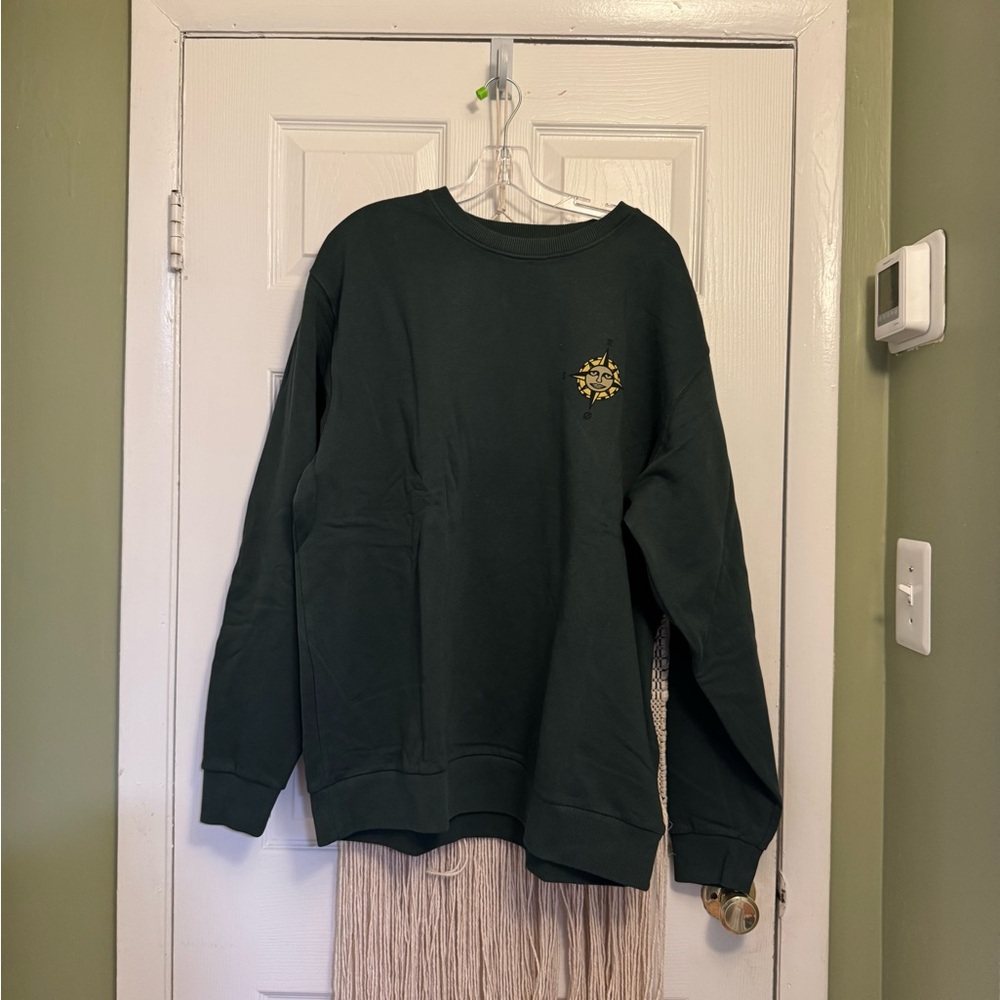 Roark Forest Green Crewneck Sweater with Gold Accent